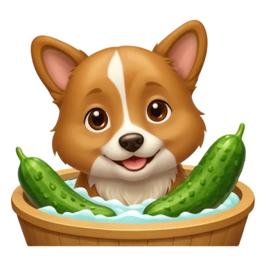 dog relaxing spa with cumcumbers sticker