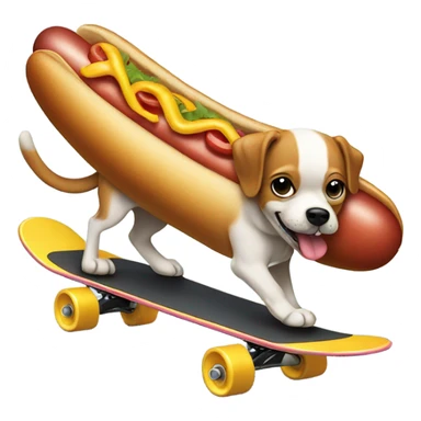 Dog riding a hot dog skateboard hitting a gnarly trick  sticker