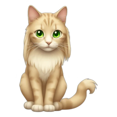 Cat female with long hair an green eyes sticker