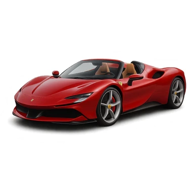 Make this car look like a Ferrari hypercar, keep high definition, smooth edges, and transparent background, in a style suitable for editing with smooth and sleek design details. sticker