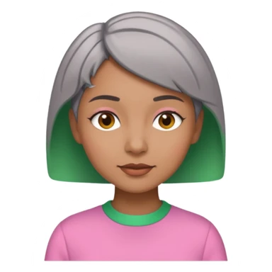 Brown woman with short gray hair wearing pink and green outfit  sticker