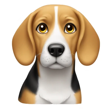 A beagle with a blonde sticker