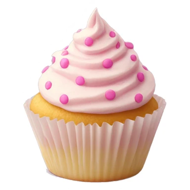 Butter creme frosted cupcake with pink polka dot cup liner sticker