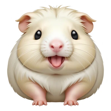 Cinematic Cute Yawning White Guinea Pig Portrait Emoji, Head tilted slightly with a dramatic, wide-open yawn, revealing a soft, downy white coat with tiny drooping ears, round dark eyes barely open in drowsy contentment, Simplified yet irresistibly adorable features, highly detailed, glowing with a soft, cozy glow, high shine, relaxed yet expressive, stylized with a touch of whimsy, bright and endearing, soft glowing outline, capturing the essence of a sleepy yet affectionate guinea pig, so drowsy it feels like it could stretch right out of the screen and curl up for a nap! sticker