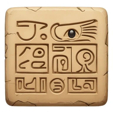 An emoji of an ancient Egyptian stone tablet with hieroglyphics carved on it.

 sticker