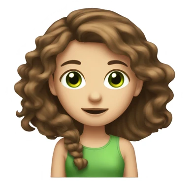 Cute girl with long brown hair and green eyes sticker