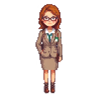 female recruiter, cute, pixel art with glasses sticker
