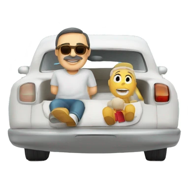padre español calvo, un poco rellenito, blanco de peil, conduce el coche para llevar a su familia de vacaciones sticker