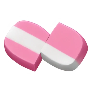 two pieces of gum: pink and white sticker