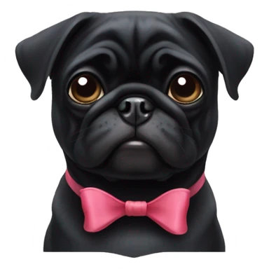 Black pug with a bow sticker