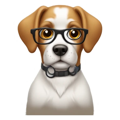 dog sitting down wearing nerd glasses sticker