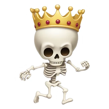Skeleton running with crown on head sticker