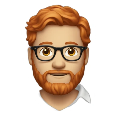 red hair white men with glasses and beard and a ralph lauren polo sticker