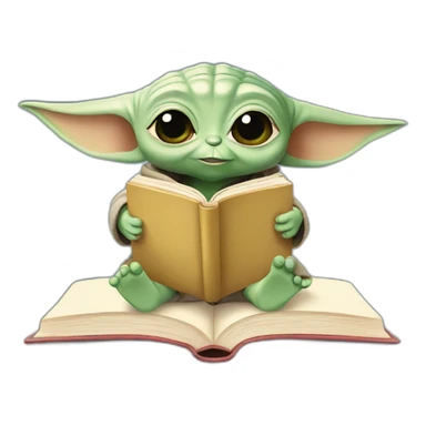 baby yoda reading a book sticker