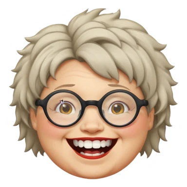 short fat lady with glasses ,crooked teeth and crazt hair sticker