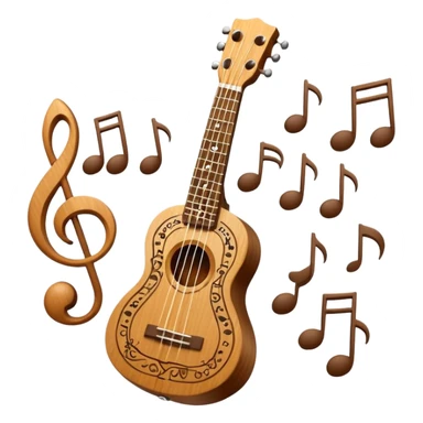 ukulele with musical notes sticker