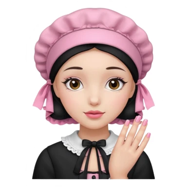 Pink bonnet black with nails sticker