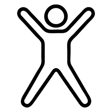 simple icon of a figure doing jumping jacks, minimalistic sticker
