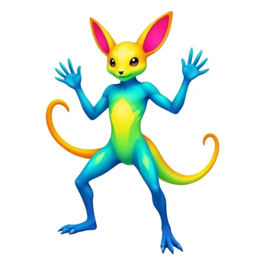 Colorful Neon Colors Flying Fakémon-Pokémon-Creature Full Body sticker