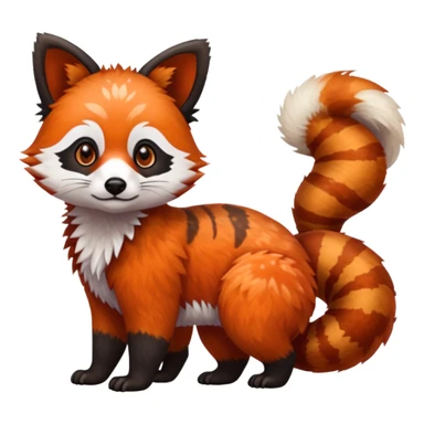 Black-eared Realistic patterned speckled flurry scaly 4-legged quadrupedal Red-Panda-Munchkin-Kitten-Lemur-Raccoon-Dog-Red-Fox-animal-fusion-hybrid, Full body sticker