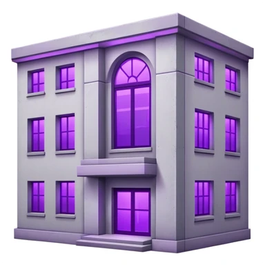 Simple gray building with a single purple window glowing from indoor grow lights sticker