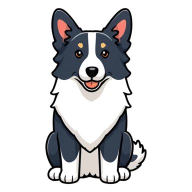 Border collie dog with only one black ear sticker