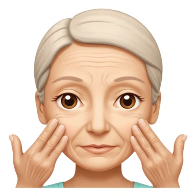 Simple emoji of a face with wrinkles being smoothed by hands,
both hands gently stretching the skin,
wrinkles visible on one part and smooth skin on the other,
clear wrinkle-reducing effect,
simple and easy-to-understand icon,
no beauty or medical elements

 sticker