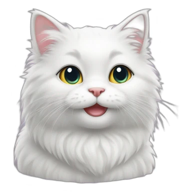 cute white furry cat small happy sticker