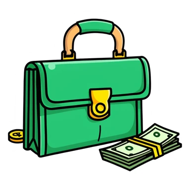 briefcase with money bills spilling out sticker