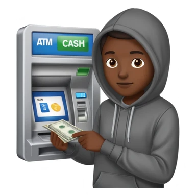scammer withdrawing money from ATM sticker
