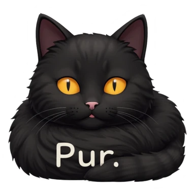 Black cat laying down with eyes closed and the word 'purr' above its head sticker
