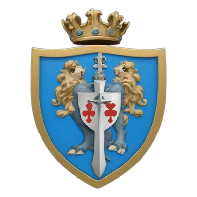 Coats of arms blue with horseshoe argent, heels to base, surmounted of a cross sticker