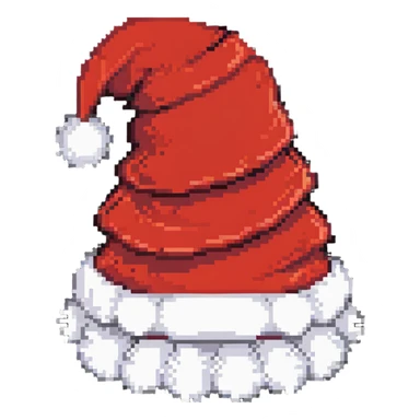 Red Santa hat with white fluffy trim and pom-pom on top sticker