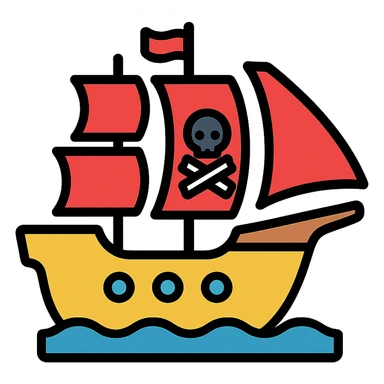 colored pirate ship icon sticker