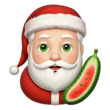 Santa with cucumber slices instead of eyes sticker