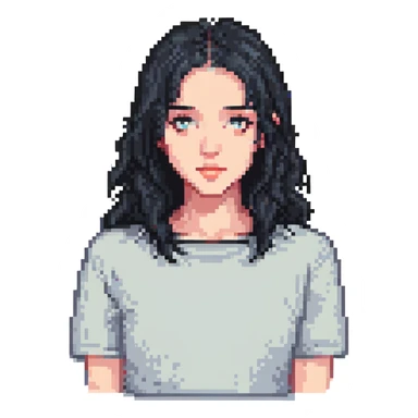 a young woman with black hair sticker