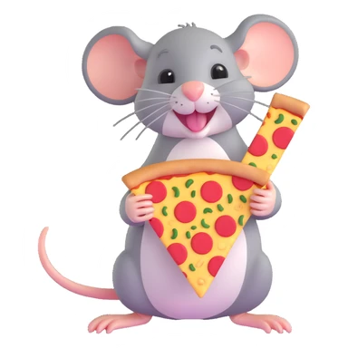 happy rat with a pizza slice sticker