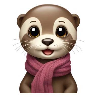 Cute baby otter. Wearing scarf. Full body.  sticker