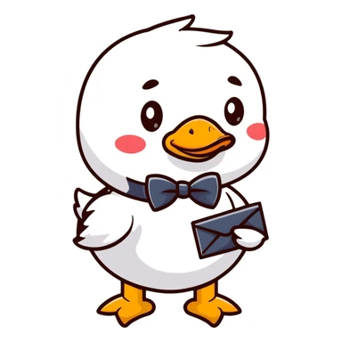 duck with bowtie holding birthday card sticker