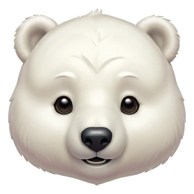 Cinematic Cute Polar Bear Portrait Emoji, Head tilted playfully and inquisitively, with a glossy, plush coat accented by a gentle, blushing muzzle and round, sparkling eyes, Simplified yet irresistibly adorable features, highly detailed, glowing with a warm, friendly polar glow, high shine, affectionate and lively, stylized with a touch of endearing charm, soft glowing outline, capturing the essence of a mischievous yet loving polar cub that feels like it could tumble out of the screen into your arms! sticker