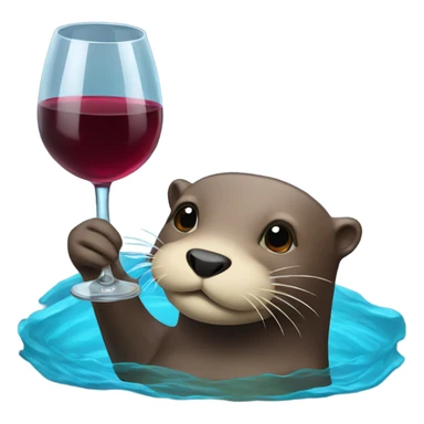 Swimming otter with wine glass sticker