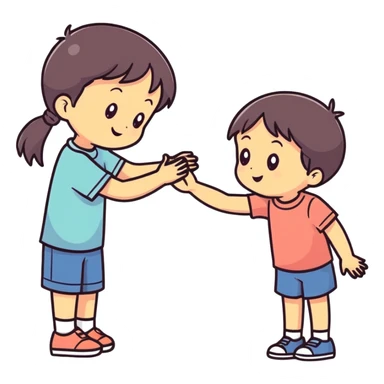 a boy patting his cute little sis sticker