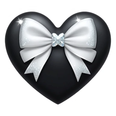 black heart with a white bow with sparkles sticker