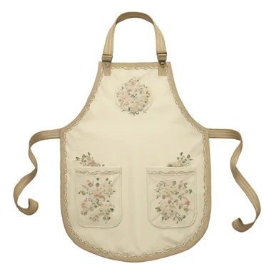 ivory apron with floral stitching and large pocket sticker