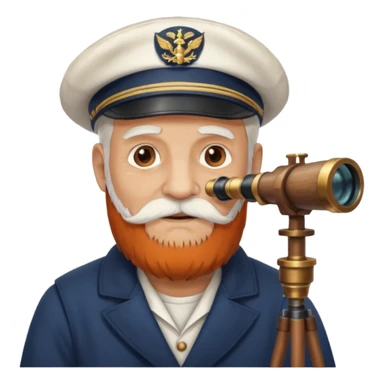 old sailor with a white beard and a telescope sticker