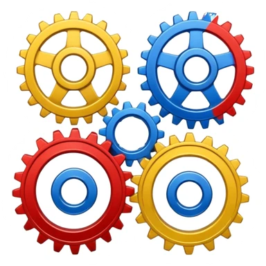 3 cogs made of paint sticker