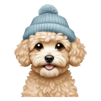 Aesthetic Apricot maltipoo puppy girl with winter hat sticker