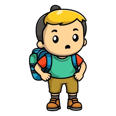 lost hiker with confused expression sticker