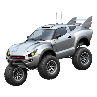 Satan’s Dirty and dented Local Motors Rally Fighter off road race car flying turning corner (silver wheels) sticker