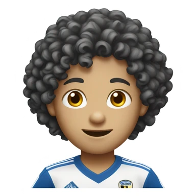 white kid black curly hairplaying soccer  sticker